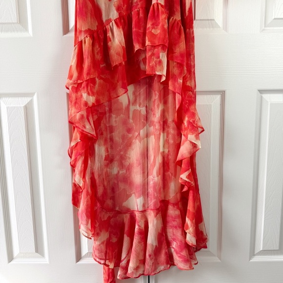 NWT Gianni Bini Pink and Orange Floral One Shoulder High Low Maxi Dress Size 4 - Picture 6 of 13